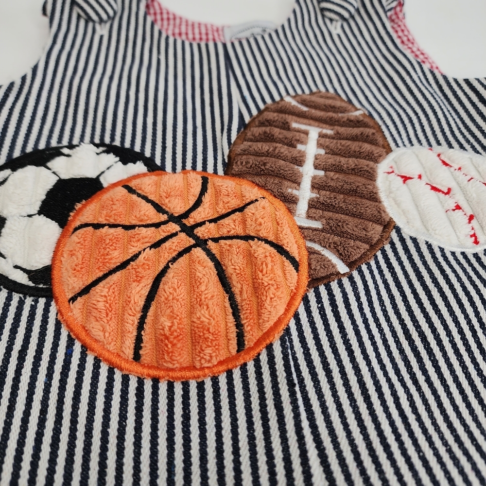 MUD PIE Sports Onesie Striped Romper 0-6 Months - Picture 3 of 11